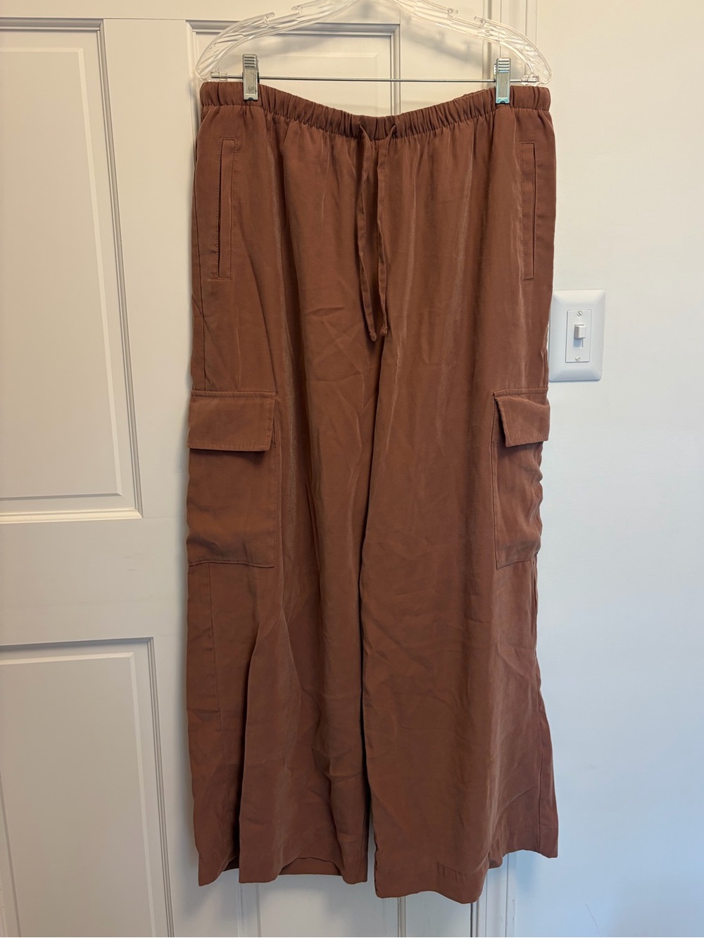 Old Navy Rust Brown Wide-Leg Extra High Rise Pants with Drawstring Waist Large